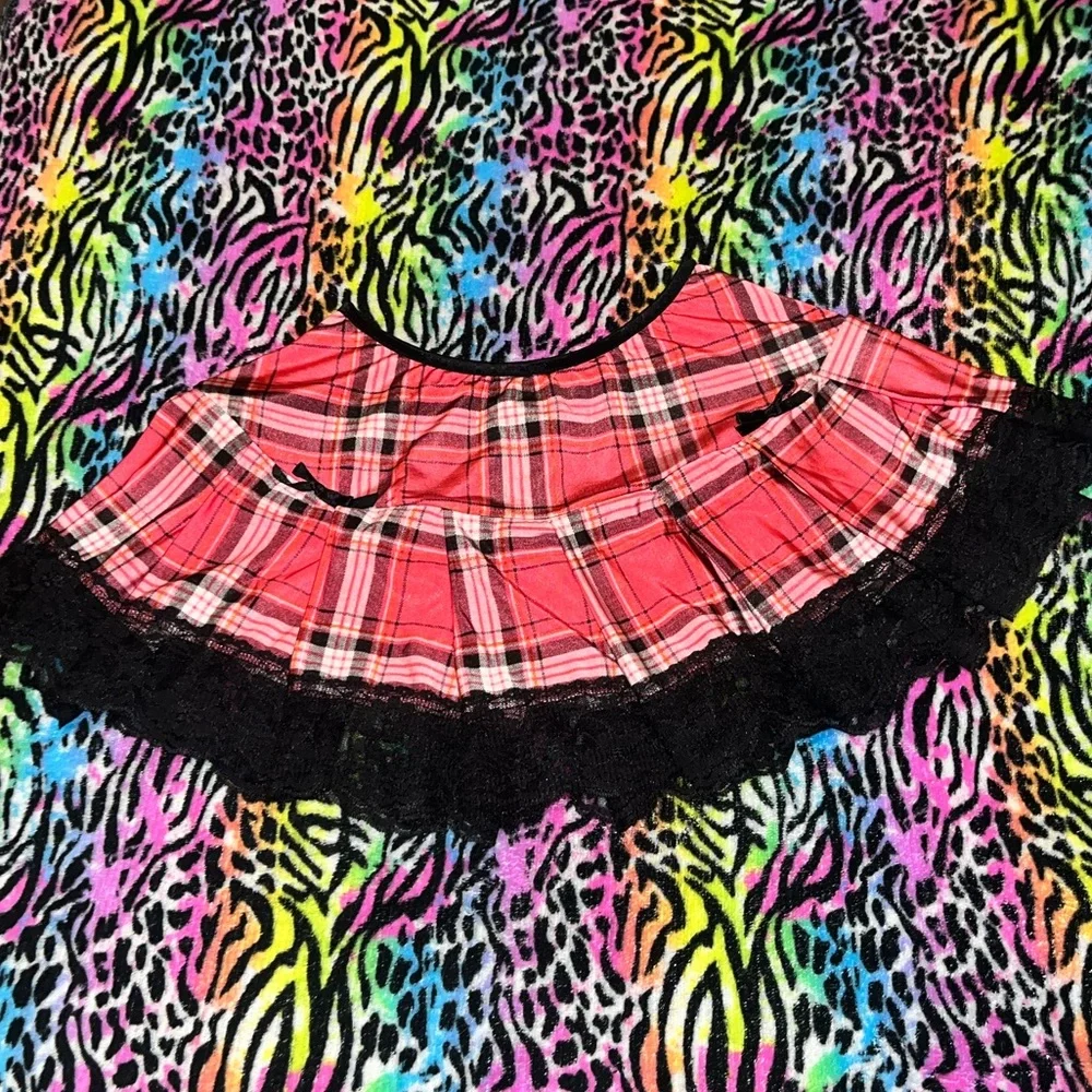 Pink & Black Plaid Mini Skirt - Picture 2 of 5